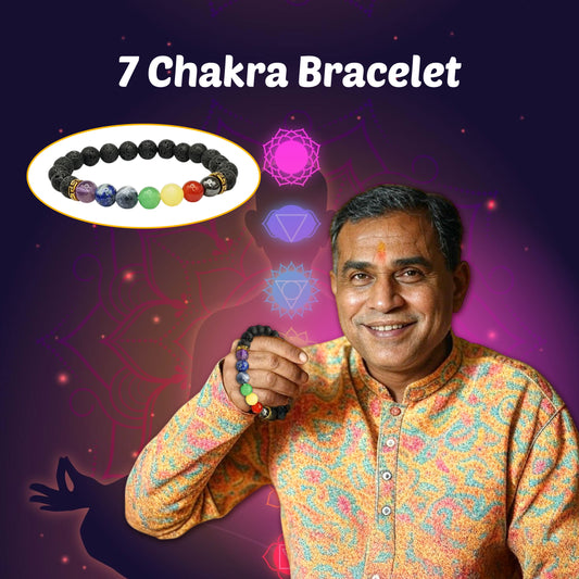 7 Chakra & Lava Stone Healing Bracelet with Hamsa Evil Eye 🧘‍♂️🧿